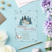 Pine Tree Forest Reindeer Holiday Open House In Acryleinladungen (In Situ (Hochzeit))