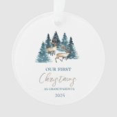 Pine Tree Forest Rentier Unser erstes Weihnachtsfe Ornament (Vorderseite)