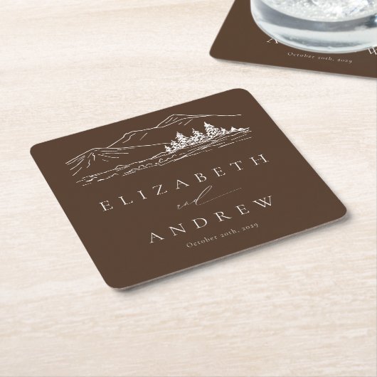 Pine Tree Forest Rustic Mountains Hochzeit Rechteckiger Pappuntersetzer (angewinkelt)