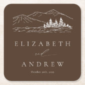 Pine Tree Forest Rustic Mountains Hochzeit Rechteckiger Pappuntersetzer (Vorderseite)