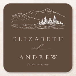 Pine Tree Forest Rustic Mountains Hochzeit Rechteckiger Pappuntersetzer
