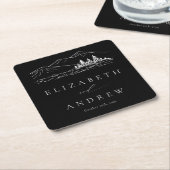 Pine Tree Forest Rustic Mountains Hochzeit Rechteckiger Pappuntersetzer (angewinkelt)