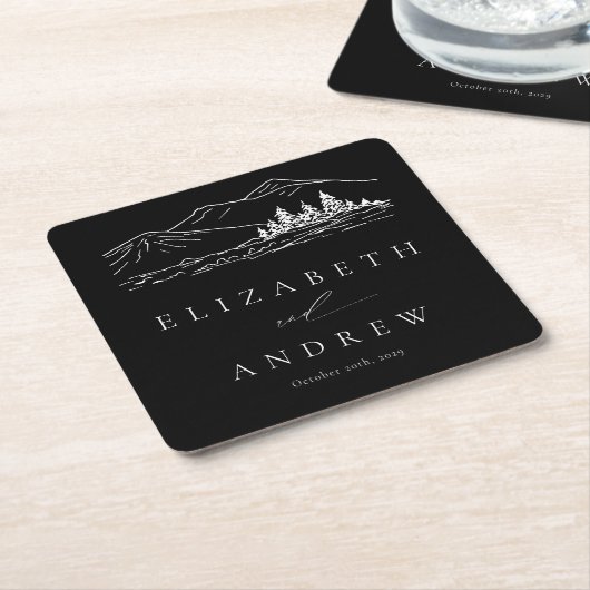 Pine Tree Forest Rustic Mountains Hochzeit Rechteckiger Pappuntersetzer (angewinkelt)