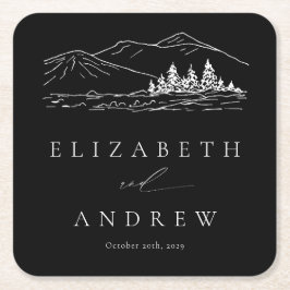 Pine Tree Forest Rustic Mountains Hochzeit Rechteckiger Pappuntersetzer