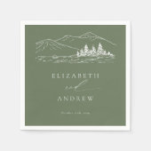 Pine Tree Forest Rustic Mountains Hochzeit Serviette (Vorderseite)