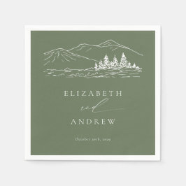Pine Tree Forest Rustic Mountains Hochzeit Serviette