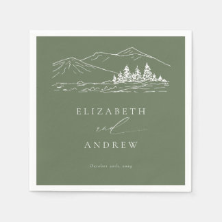 Pine Tree Forest Rustic Mountains Hochzeit Serviette
