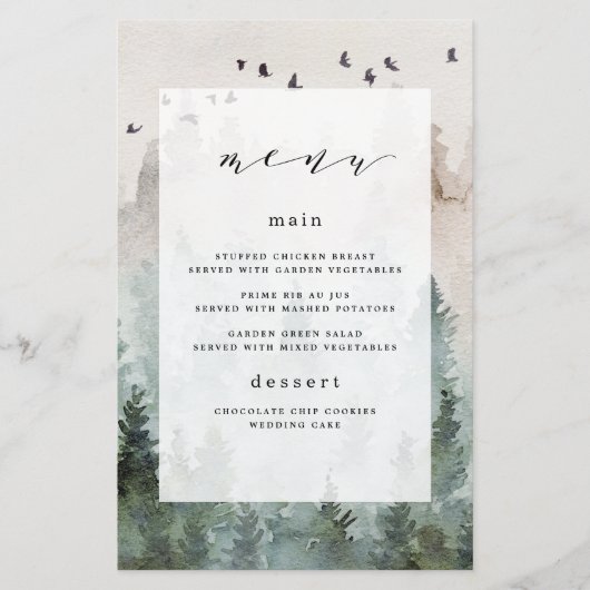 Pine Tree Forest Rustic Themed Wedding Karten (Vorderseite)