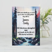 Pine Tree Forest Rustic Wasserfarbe Hochzeit Einladung (Stehend Vorderseite)