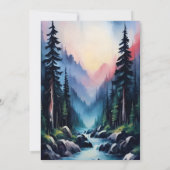 Pine Tree Forest Rustic Wasserfarbe Hochzeit Einladung (Rückseite)