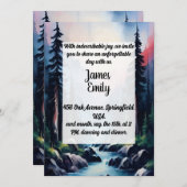 Pine Tree Forest Rustic Wasserfarbe Hochzeit Einladung (Vorne/Hinten)