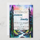 Pine Tree Forest Rustic Wasserfarbe Hochzeit Einladung (Vorderseite)