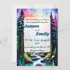Pine Tree Forest Rustic Wasserfarbe Hochzeit Einladung