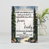 Pine Tree Forest Rustic Wasserfarbe Hochzeit Einladung (Stehend Vorderseite)