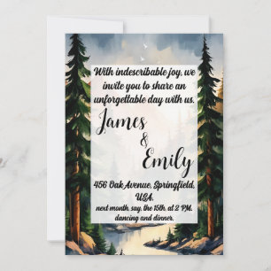 Pine Tree Forest Rustic Wasserfarbe Hochzeit Einladung