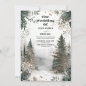 Pine Tree Forest Rustic Wasserfarbe Hochzeit Einladung (Vorderseite)