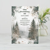 Pine Tree Forest Rustic Wasserfarbe Hochzeit Einladung (Stehend Vorderseite)
