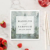 Pine Tree Forest Rustic Wasserfarbe Hochzeit Serviette (Beispiel)