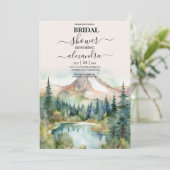 Pine Tree Forest Rustic Watercolor Themed Bridal Einladung (Stehend Vorderseite)