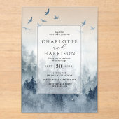 Pine Tree Forest Rustic Watercolor Wedding Acryleinladungen (Vorderseite)