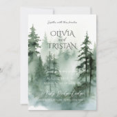 Pine Tree Forest Rustic Watercolor Wedding Einladung (Vorderseite)