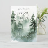 Pine Tree Forest Rustic Watercolor Wedding Einladung (Stehend Vorderseite)