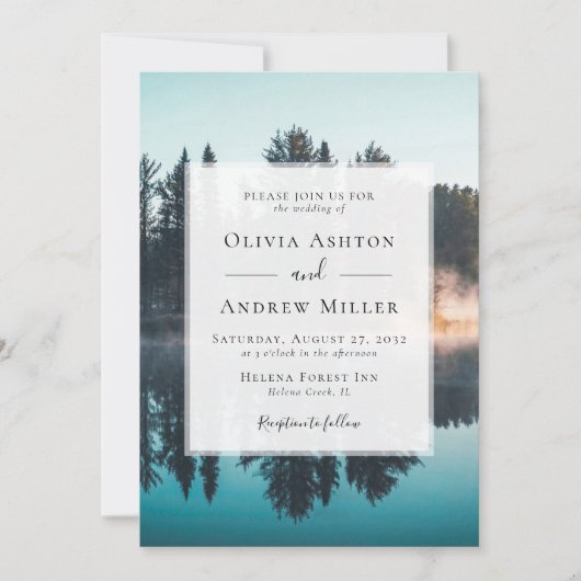 Pine Tree Forest Rustikale Hochzeit Einladung (Vorderseite)