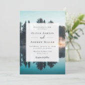 Pine Tree Forest Rustikale Hochzeit Einladung (Stehend Vorderseite)