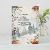 Pine Tree Forest Rustikale Hochzeit Einladung (Stehend Vorderseite)