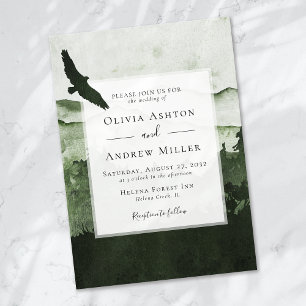 Pine Tree Forest Rustikale Hochzeit mit Wasserfarb Einladung