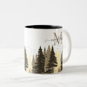 Pine Tree Forest Script Name Monogram Zweifarbige Tasse (VorderseiteRechts)
