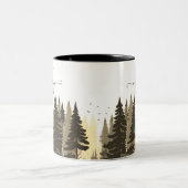 Pine Tree Forest Script Name Monogram Zweifarbige Tasse (Mittel)