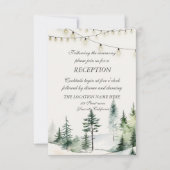 Pine Tree Forest, String Lights Hochzeitsempfang Einladung (Vorderseite)