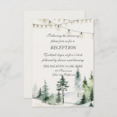 Pine Tree Forest, String Lights Hochzeitsempfang Einladung (Vorne/Hinten)