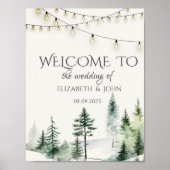Pine Tree Forest, String Lights Wedding Poster (Vorne)