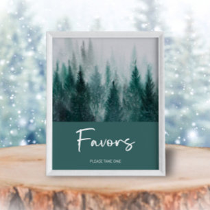 Pine Tree Forest Watercolor Grüne Favoriten Poster