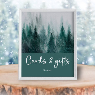 Pine Tree Forest Watercolor Grüne Karten und Gesch Poster