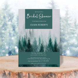 Pine Tree Forest Watercolor Grünes Brautparty Einladung