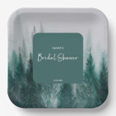 Pine Tree Forest Watercolor Grünes Brautparty Pappteller (Vorderseite)