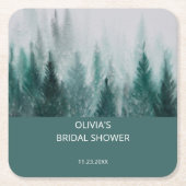 Pine Tree Forest Watercolor Grünes Brautparty Rechteckiger Pappuntersetzer (Vorderseite)