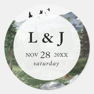 Pine Tree Forest Watercolor Themenwelt Gastgeschen Runder Aufkleber