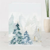 Pine Tree Forest Watercolor Weihnachten Karte (Rückseite)