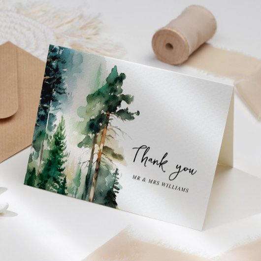 Pine Tree Forest Wedding Danke Karte