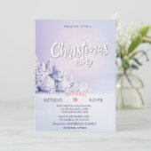 Pine Tree Forest Weihnachtsfest Party Einladung (Stehend Vorderseite)