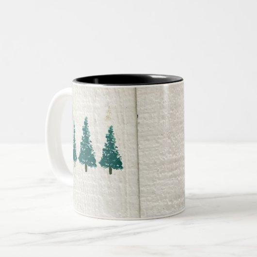 Pine Tree Forest Wilderness Zweifarbige Tasse (Vorderseite Links)