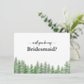 Pine Tree Forest wird meine Bridesmaid Card sein Dankeskarte (Stehend Vorderseite)