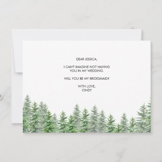 Pine Tree Forest wird meine Bridesmaid Card sein Dankeskarte (Rückseite)