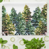 Pine Tree Forest with Snow Watercolor Christmas Geschirrtuch (Gefaltet)