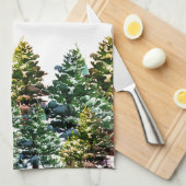 Pine Tree Forest with Snow Watercolor Christmas Geschirrtuch (Viertel Falte)