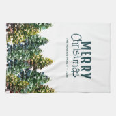 Pine Tree Forest with Snow Watercolor Christmas Geschirrtuch (Horizontal)
